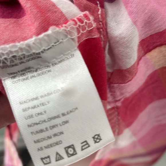 ANTHROPOLOGIE Isabella Sinclair Hibiscus Tea Pink Plaid Button Down Medium - Picture 10 of 10